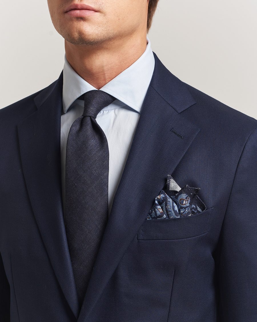 Men | Ties | Amanda Christensen | Box Set Wool 8 cm Tie And Pocket Square Navy