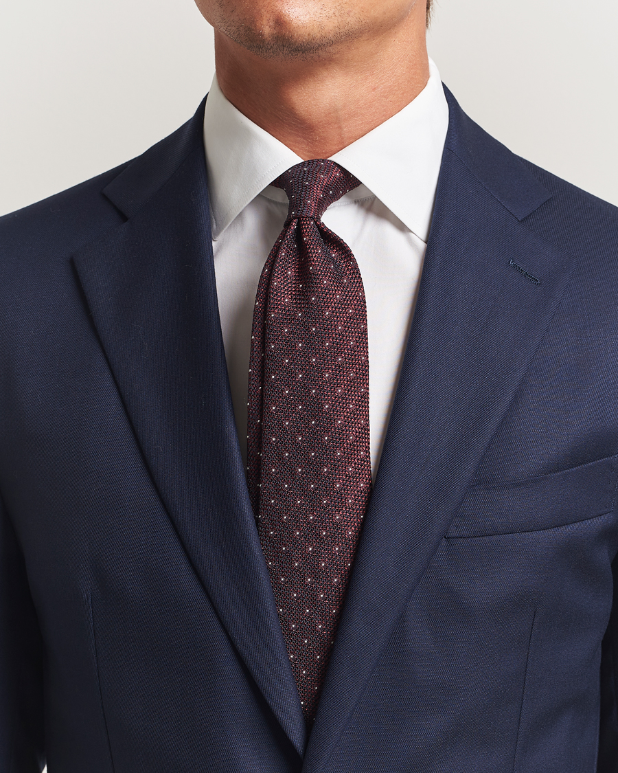 Men | Ties | Amanda Christensen | Silk Grenadine Dot 8cm Tie Wine