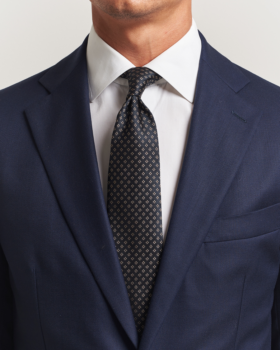 Men | Ties | Amanda Christensen | Silk Flower 8cm Tie Navy