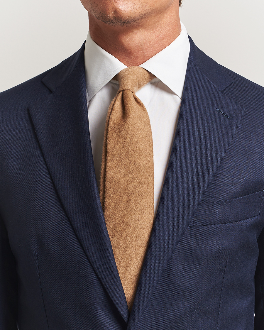 Men | Ties | Amanda Christensen | Cashmere 8cm Tie Camel