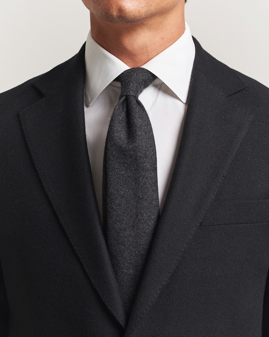 Men | Ties | Amanda Christensen | Cashmere 8cm Tie Dark Grey
