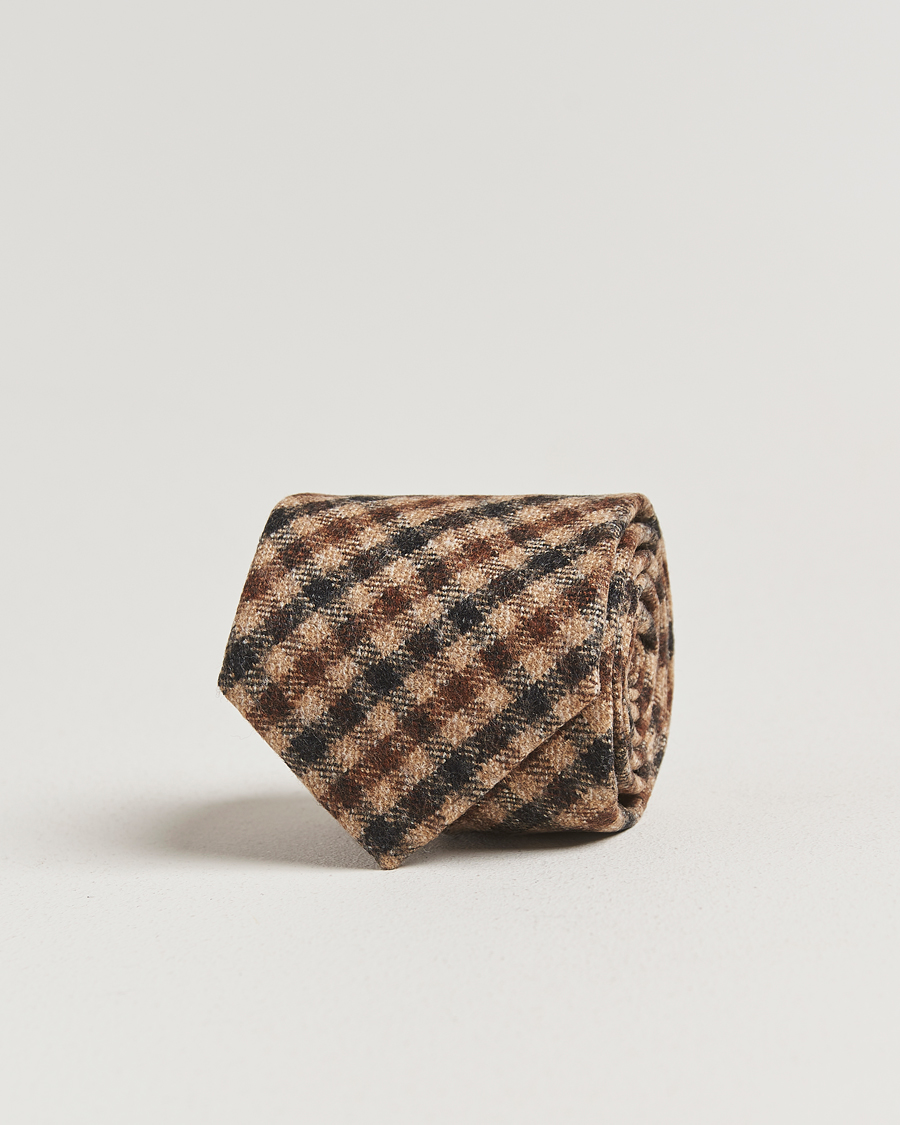 Men | Ties | Amanda Christensen | Wool Checked 8cm Tie Beige Multi