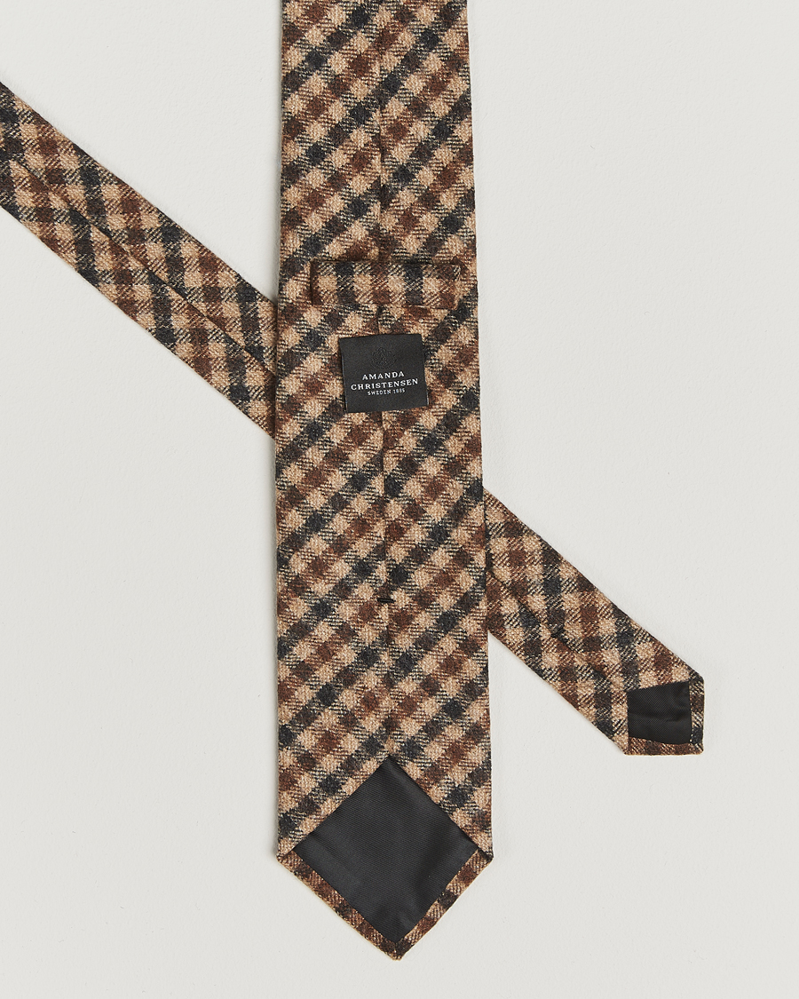 Men | Ties | Amanda Christensen | Wool Checked 8cm Tie Beige Multi