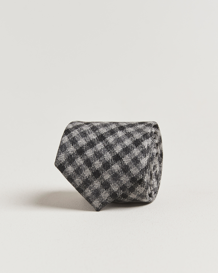 Men | Ties | Amanda Christensen | Wool Checked 8cm Tie Grey Multi