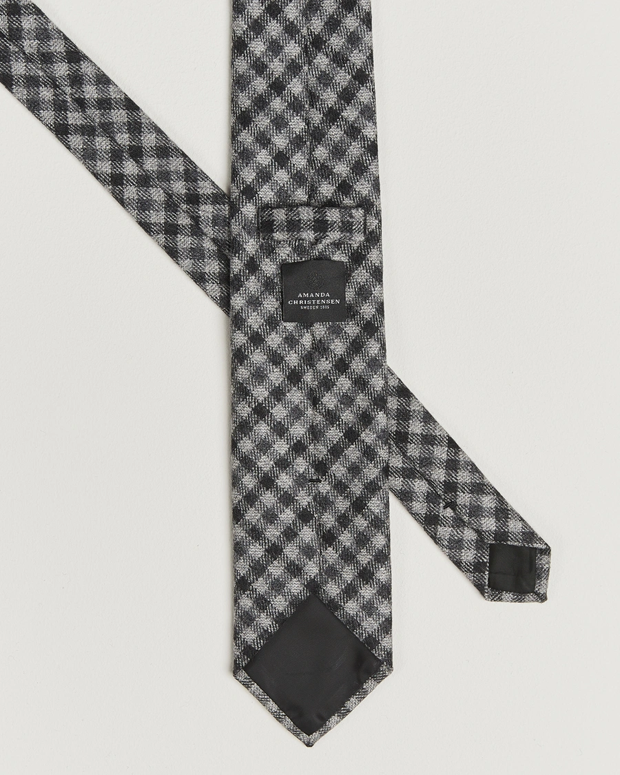 Men | Ties | Amanda Christensen | Wool Checked 8cm Tie Grey Multi