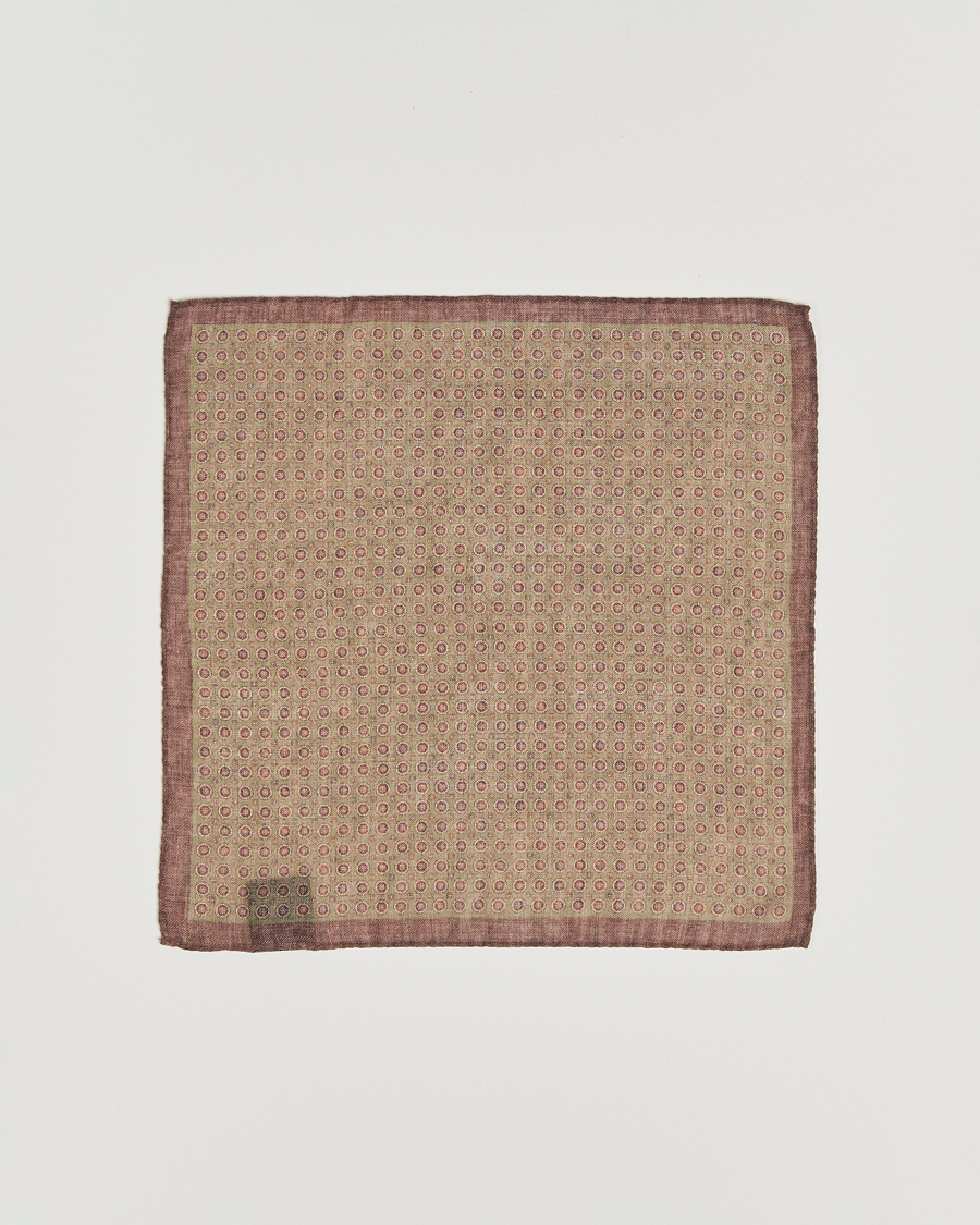 Men | Pocket Squares | Amanda Christensen | Wool Printed Medallion Pocket Square Green