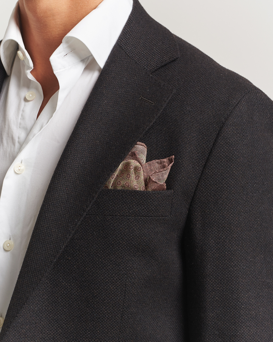 Men | Pocket Squares | Amanda Christensen | Wool Printed Medallion Pocket Square Green