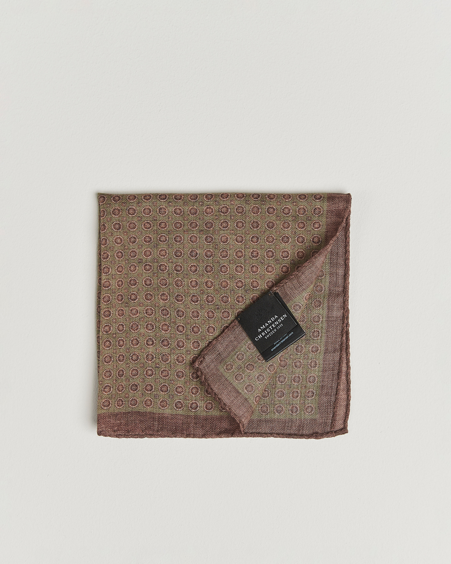 Men | Pocket Squares | Amanda Christensen | Wool Printed Medallion Pocket Square Green