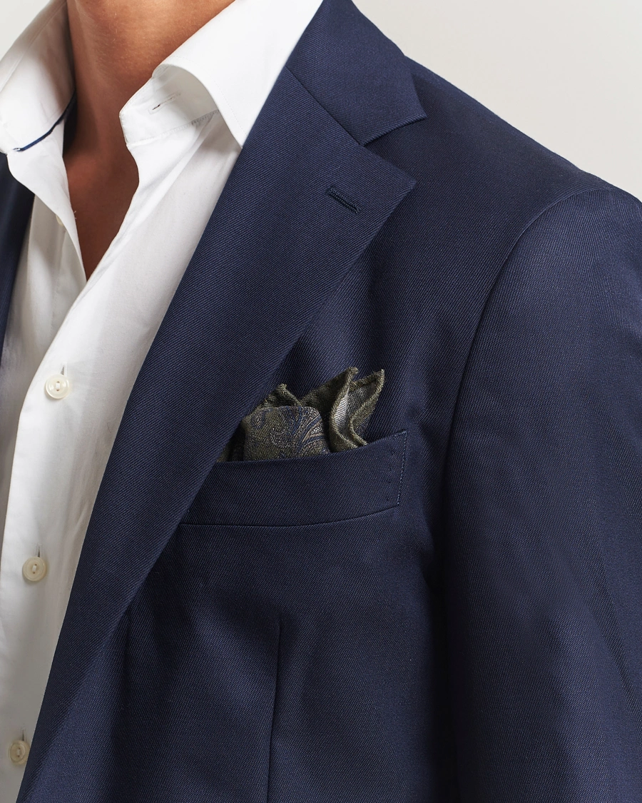 Men | Pocket Squares | Amanda Christensen | Wool Flannel Large Paisley Pocket Square Green