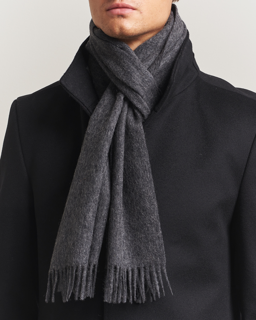 Men | Scarves | Amanda Christensen | Merino Wool Scarf Dark Grey Melange