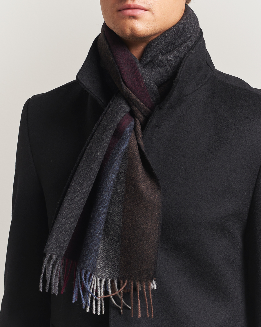 Men | Scarves | Amanda Christensen | Merino Wool Herringbone Striped Scarf Multi