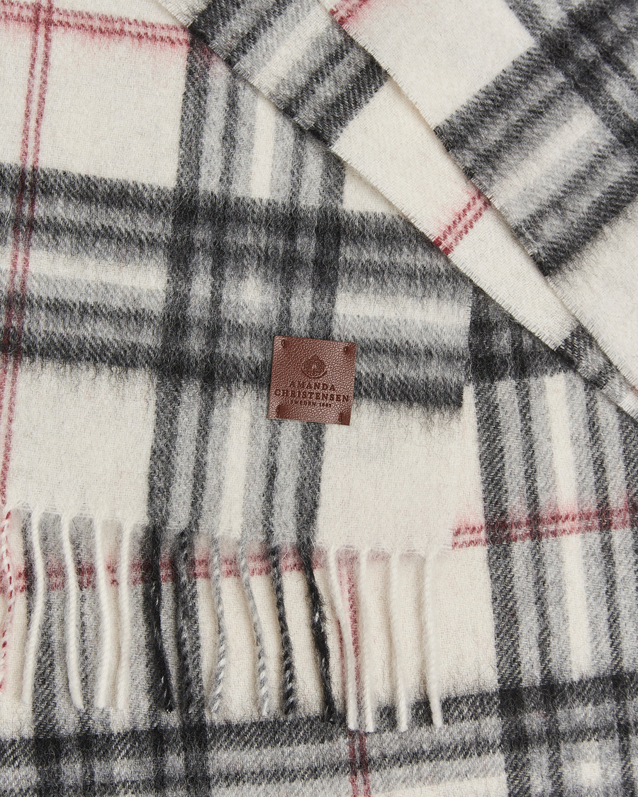 Men | Scarves | Amanda Christensen | Merino Wool Check Scarf Cream