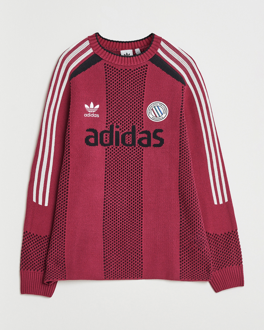 Men | Sweaters & Knitwear | adidas Originals | Knitted Football Sweater Legacy Burgundy