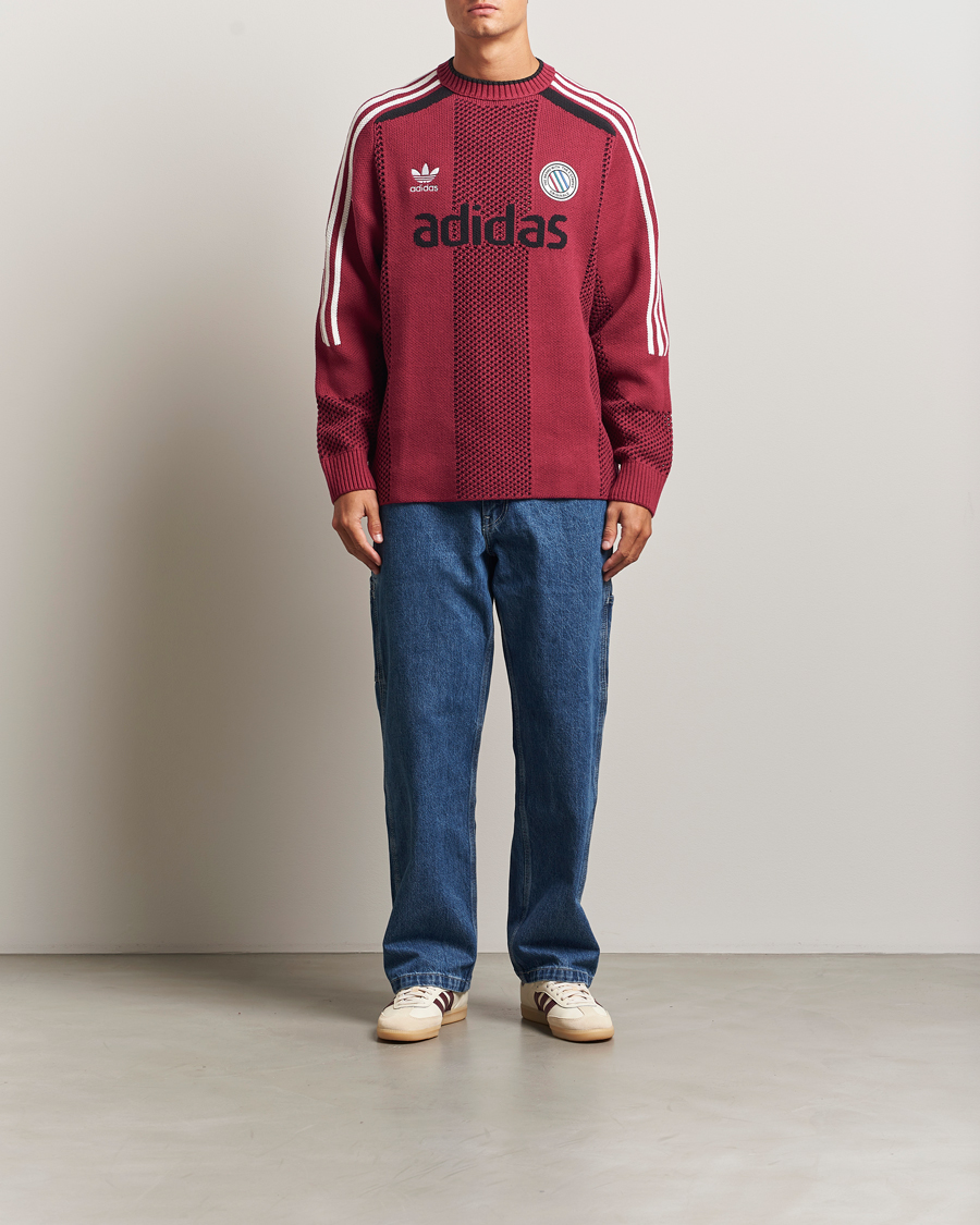 Men | Sweaters & Knitwear | adidas Originals | Knitted Football Sweater Legacy Burgundy