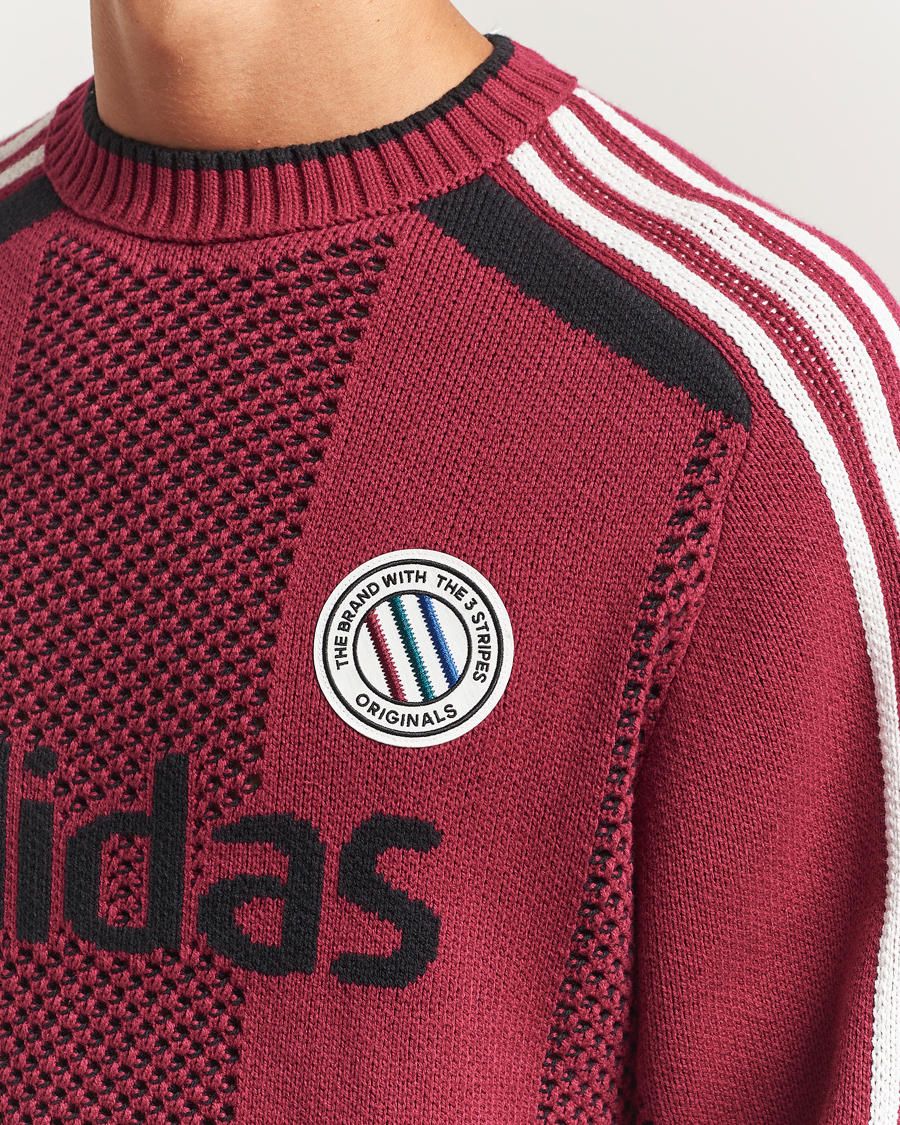 Men | Sweaters & Knitwear | adidas Originals | Knitted Football Sweater Legacy Burgundy
