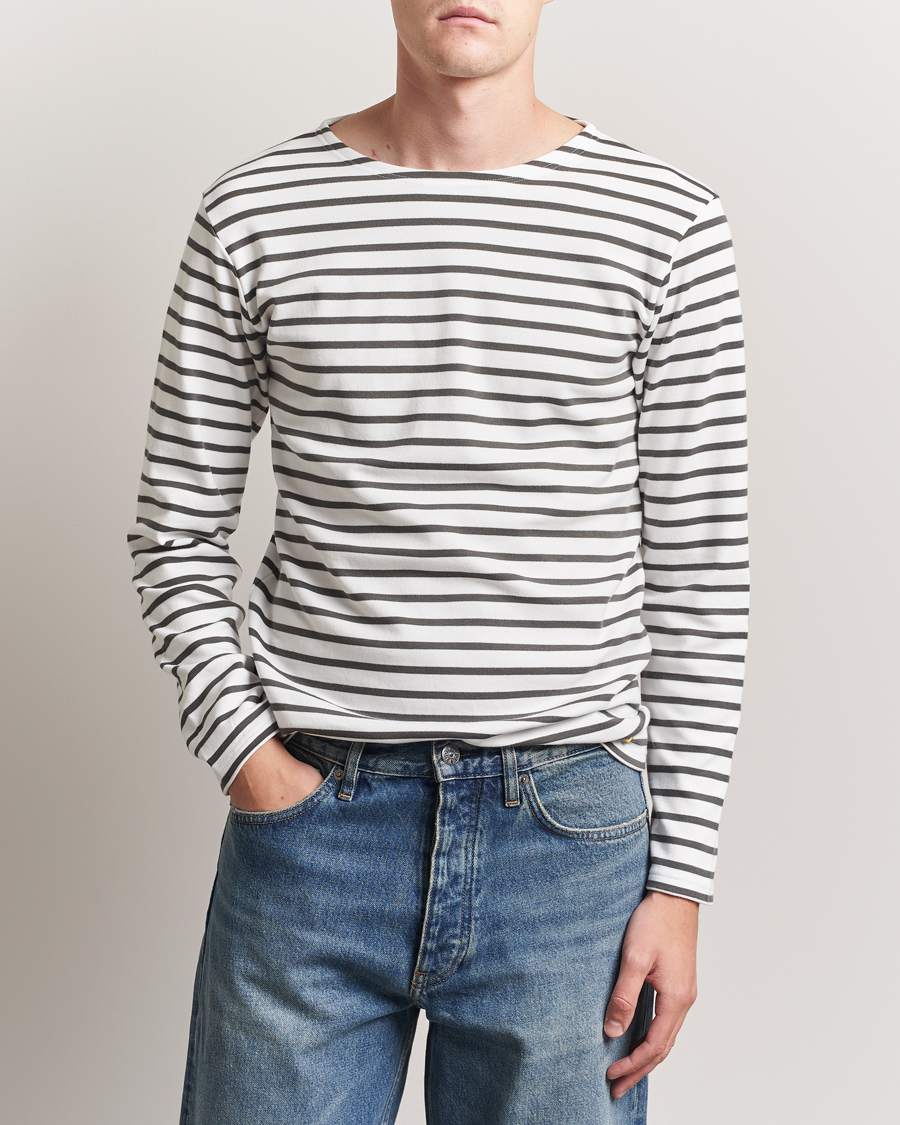 Men | T-Shirts | Armor-lux | Houat Héritage Stripe Long Sleeve T-Shirt Milk/Chiméra