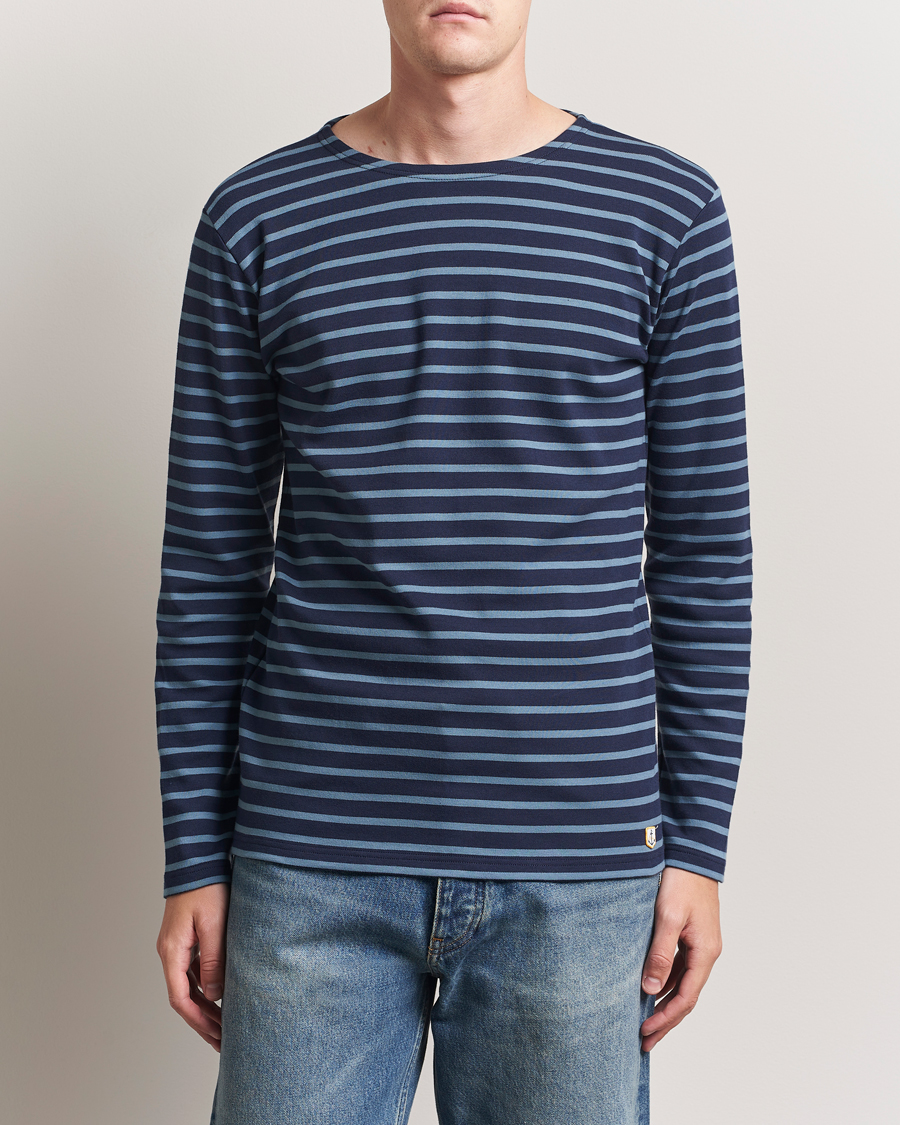 Men | T-Shirts | Armor-lux | Houat Héritage Stripe Long Sleeve T-Shirt Deep Marine/Bluefin