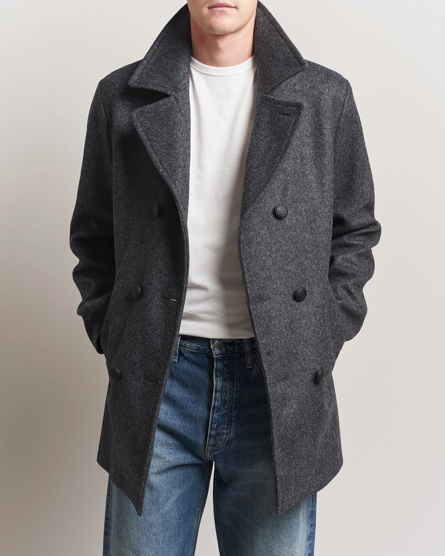 Men | Coats & Jackets | Armor-lux | Kermor Wool Peacoat Grey Melange