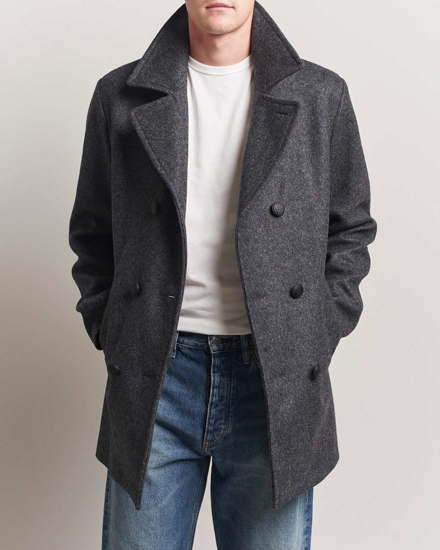 Men | Coats & Jackets | Armor-lux | Kermor Wool Peacoat Grey Melange