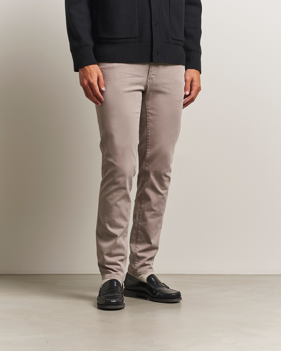 Men | Trousers | Brax | Cadiz Cotton Satin 5-Pocket Pants Stone
