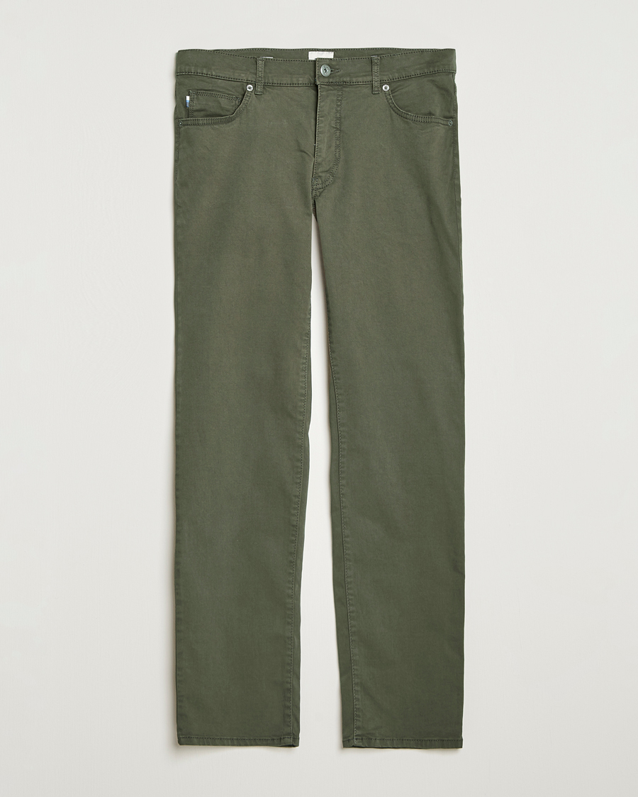 Men | Trousers | Brax | Cadiz Cotton Satin 5-Pocket Pants Olive