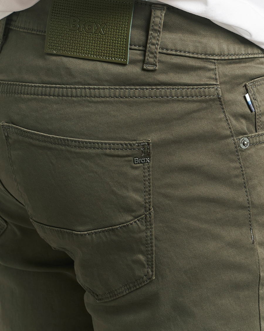 Men | Trousers | Brax | Cadiz Cotton Satin 5-Pocket Pants Olive