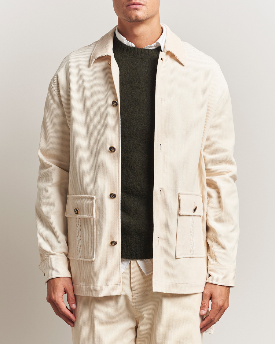 Men | Shirts | Drôle de Monsieur | Corduroy Overshirt Ecru