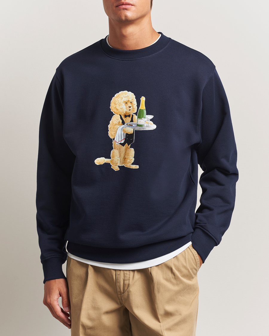 Men | Sweaters & Knitwear | Drôle de Monsieur | Poodle Sweatshirt Navy