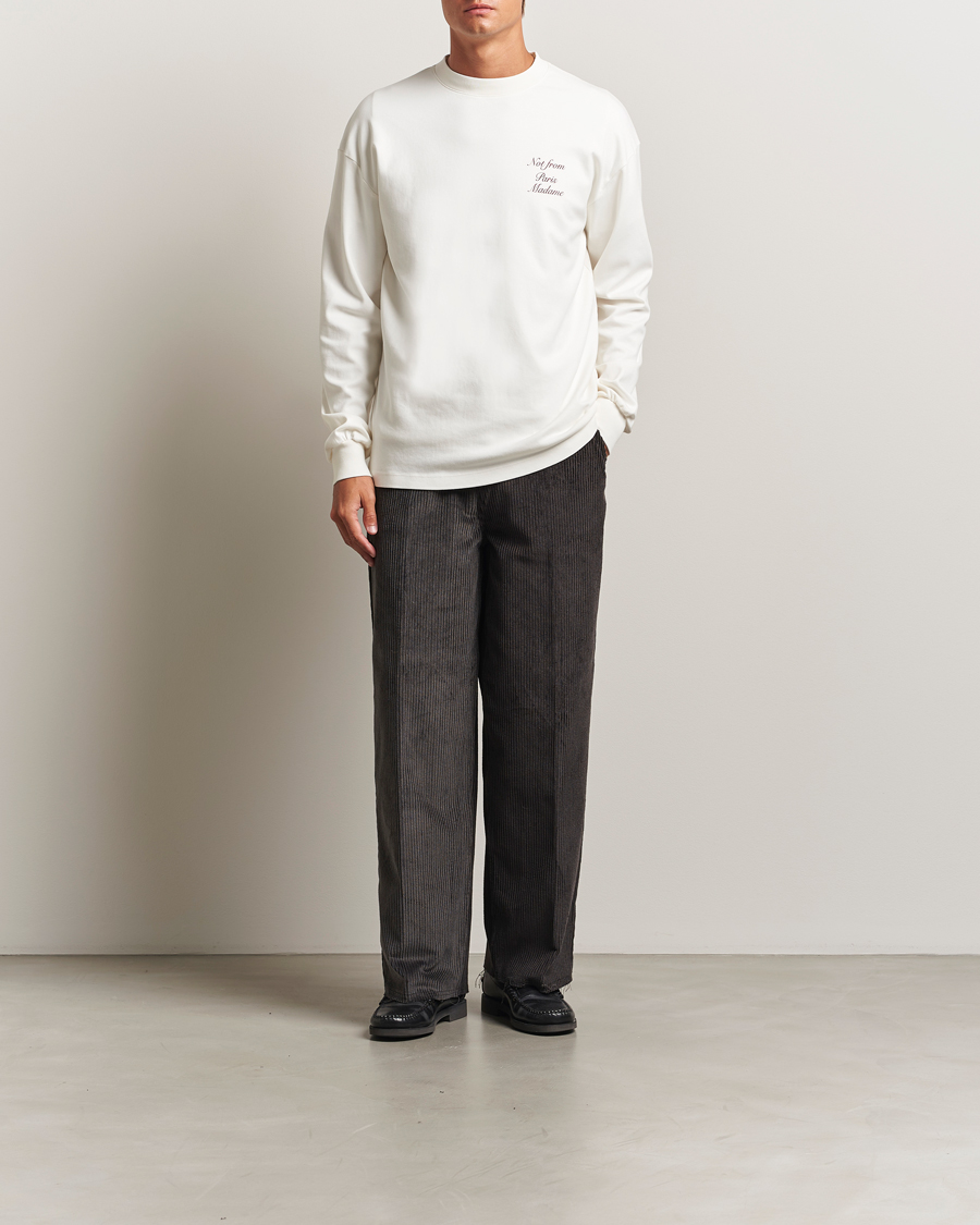 Men | T-Shirts | Drôle de Monsieur | Slogan Calligraphy Long Sleeve T-shirt Off White