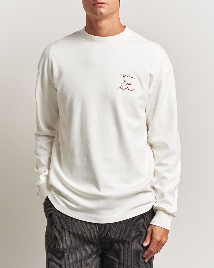 Men | T-Shirts | Drôle de Monsieur | Slogan Calligraphy Long Sleeve T-shirt Off White