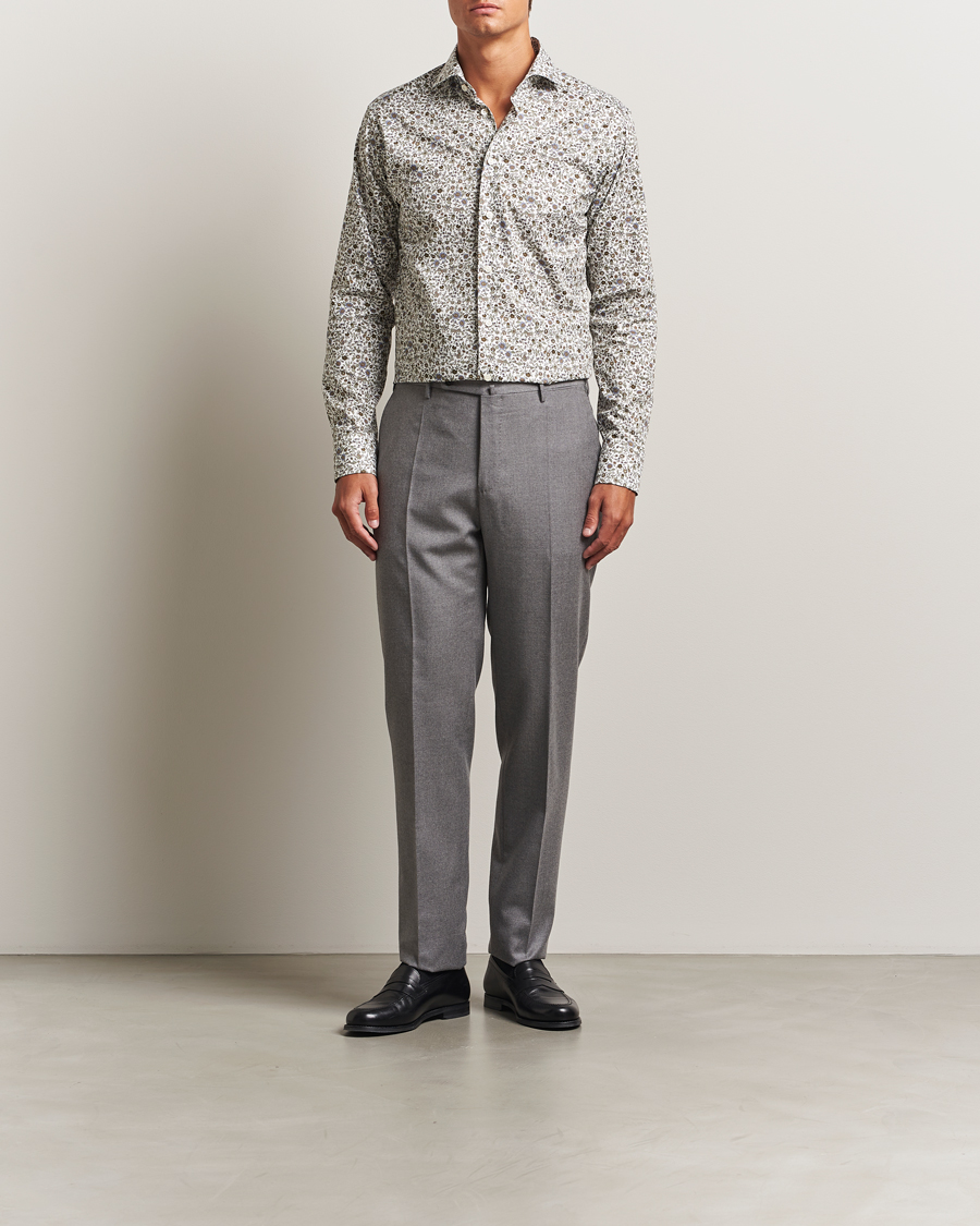 Men | Shirts | Eton | Slim Fit Signature Twill Floral Print Shirt White