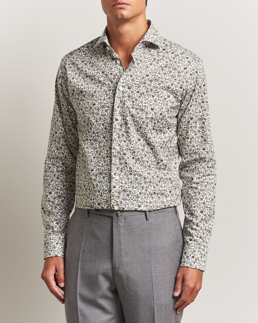 Men | Shirts | Eton | Slim Fit Signature Twill Floral Print Shirt White