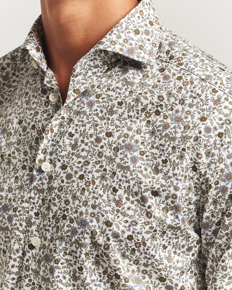 Men | Shirts | Eton | Slim Fit Signature Twill Floral Print Shirt White