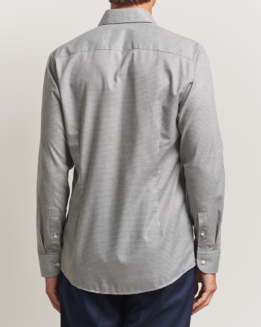 Men | Shirts | Eton | Slim Fit Checked Wrinkle Free Flannel Shirt Dark Grey