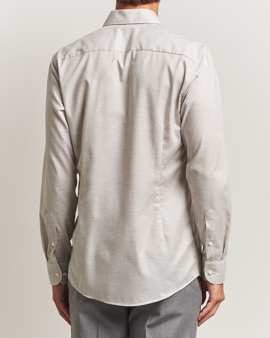 Men | Shirts | Eton | Slim Fit Checked Wrinkle Free Flannel Shirt Beige