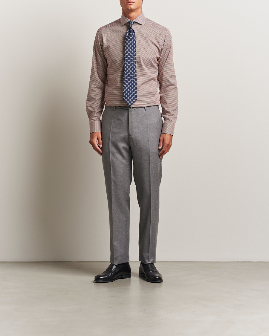 Men | Shirts | Eton | Slim Fit Checked Wrinkle Free Flannel Shirt Red