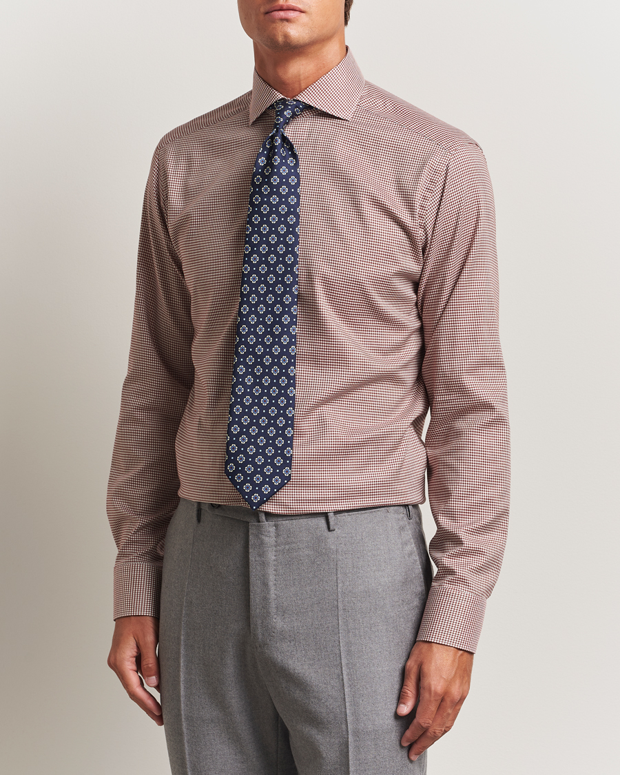 Men | Shirts | Eton | Slim Fit Checked Wrinkle Free Flannel Shirt Red