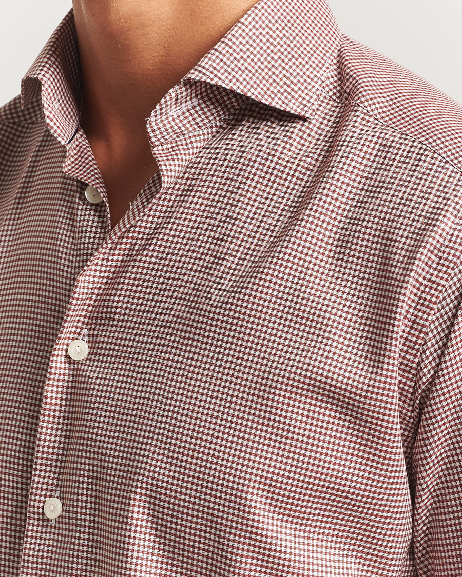 Men | Shirts | Eton | Slim Fit Checked Wrinkle Free Flannel Shirt Red