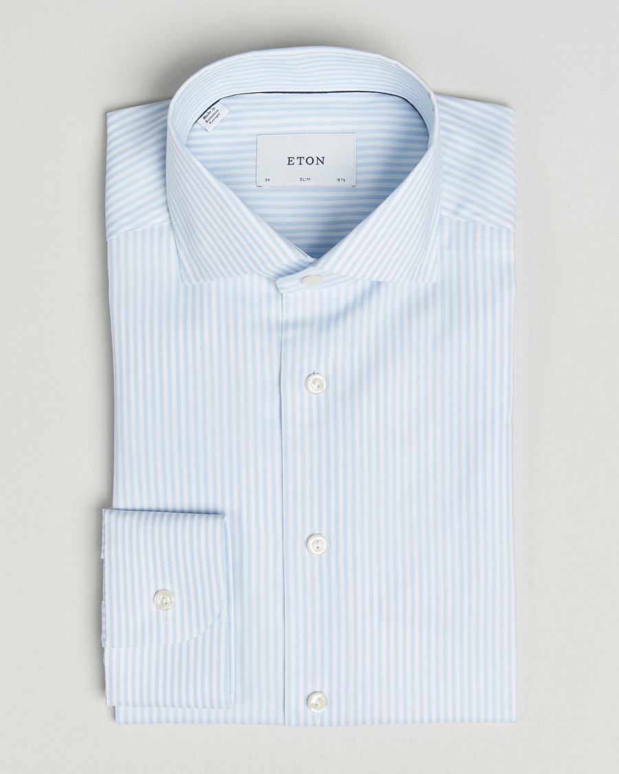 Men | Shirts | Eton | Slim Fit Bengal Striped Oxford Shirt Light Blue