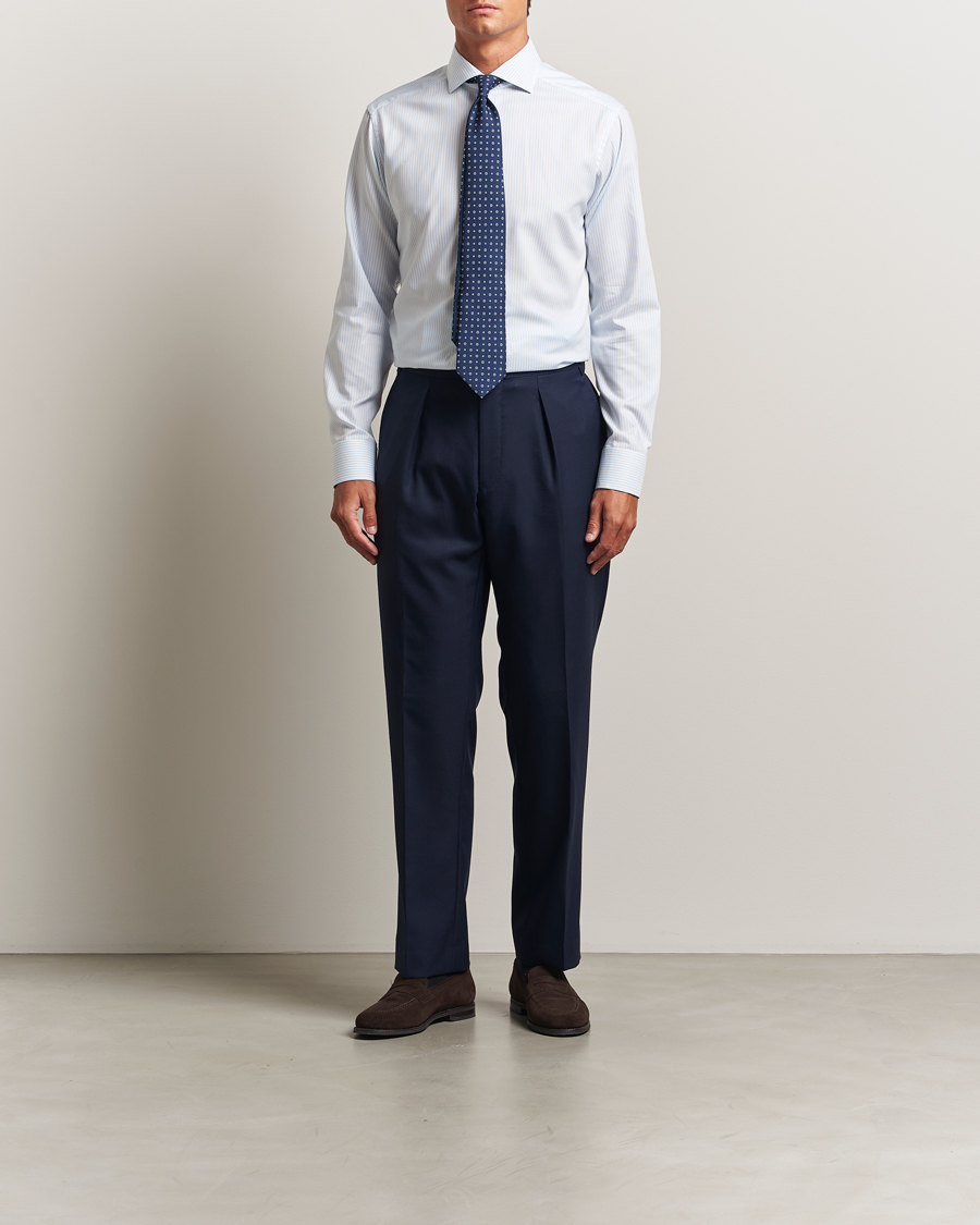 Men | Shirts | Eton | Slim Fit Bengal Striped Oxford Shirt Light Blue
