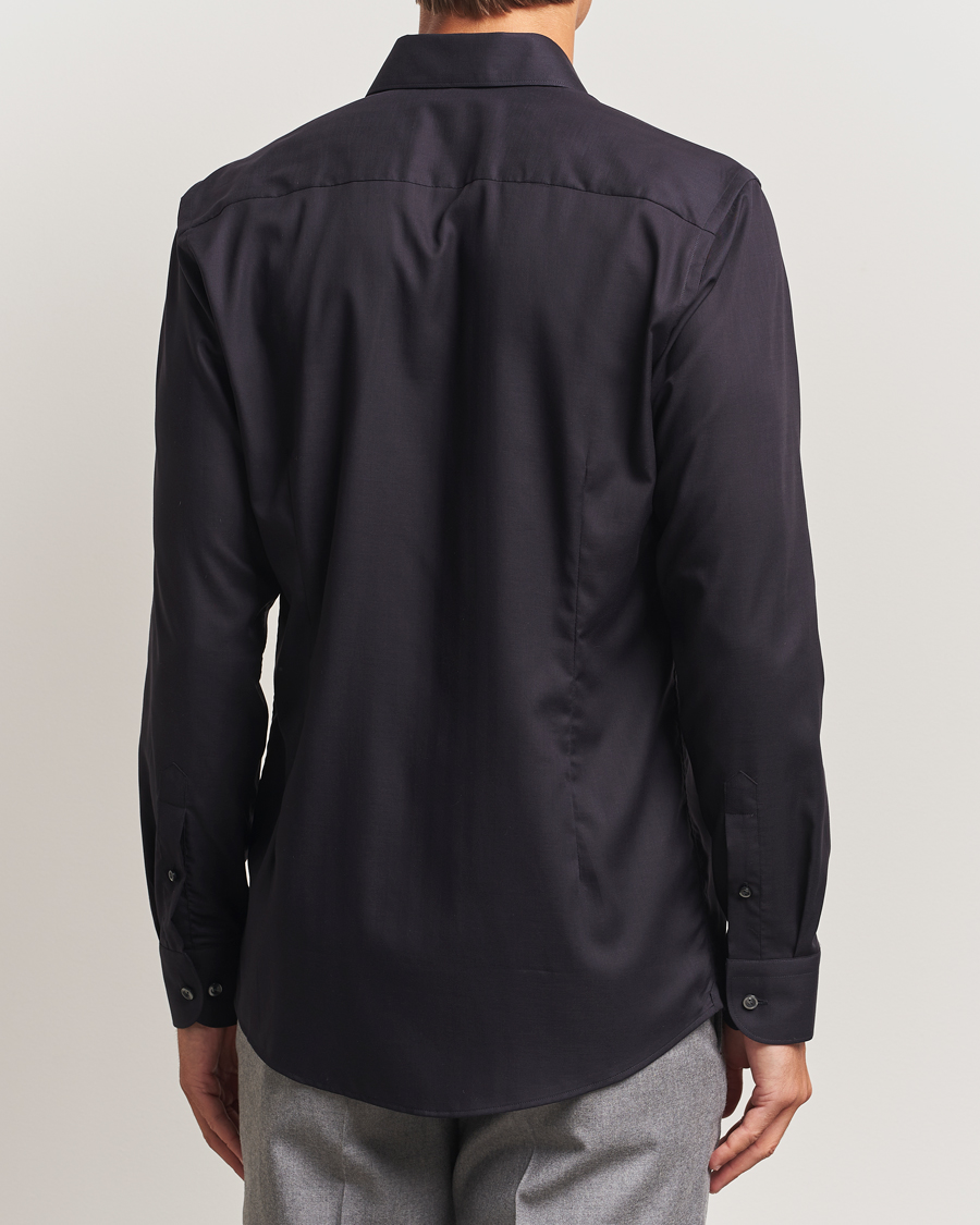 Men | Shirts | Eton | Slim Fit Wrinkle Free Flannel Shirt Black