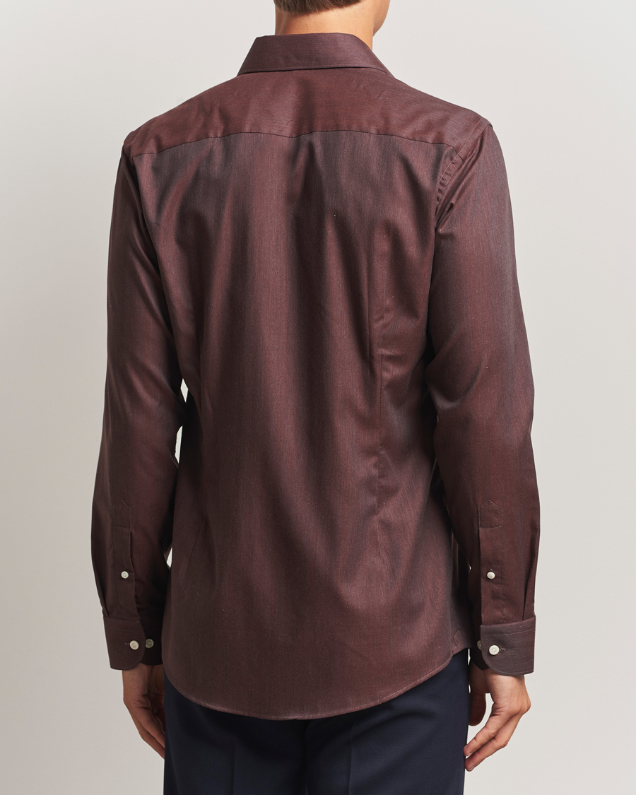 Men | Shirts | Eton | Slim Fit Wrinkle Free Flannel Shirt Dark Red