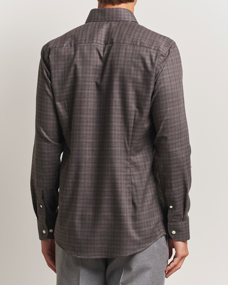 Men | Shirts | Eton | Slim Fit Checked Wrinkle Free Flannel Shirt Red