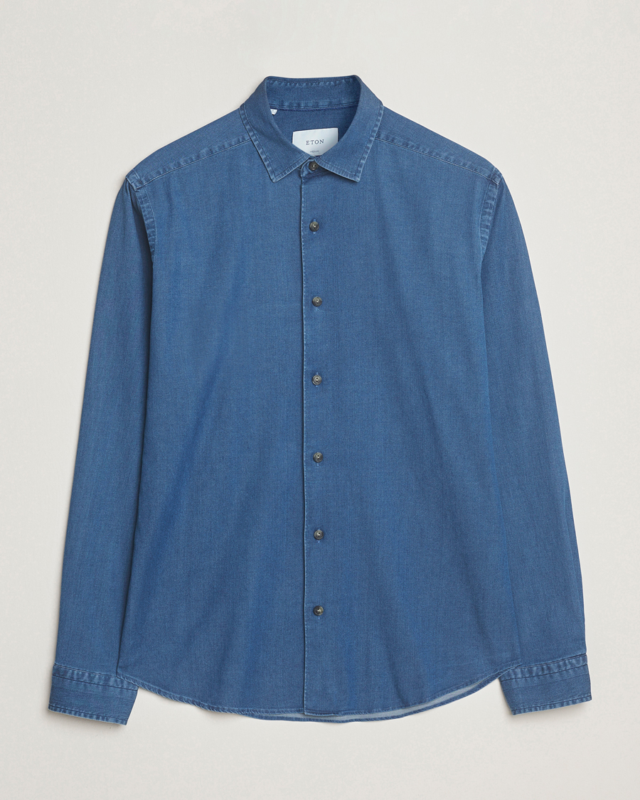Men | Shirts | Eton | Casual Fit Denim Shirt Dark Wash