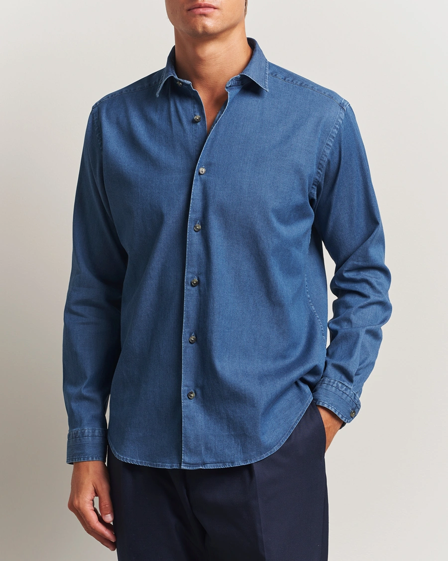 Men | Shirts | Eton | Casual Fit Denim Shirt Dark Wash