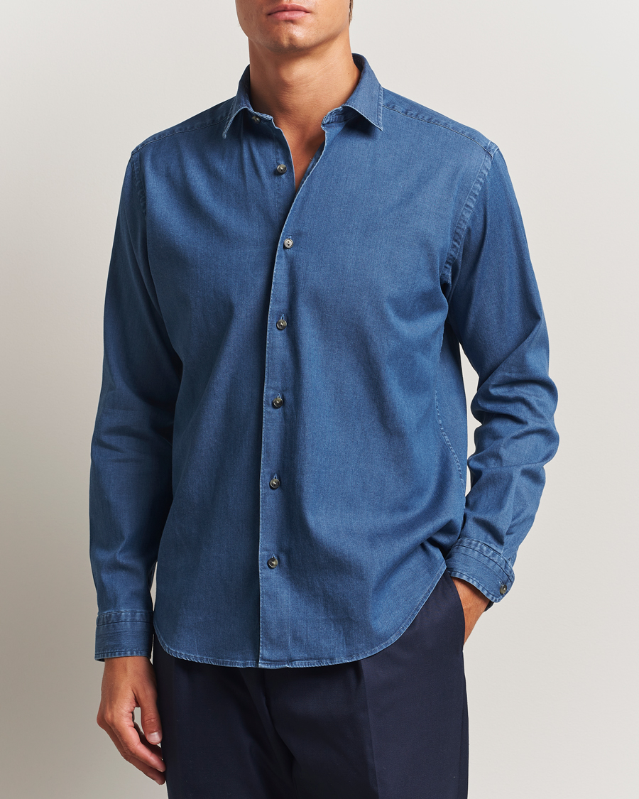 Men | Shirts | Eton | Casual Fit Denim Shirt Dark Wash