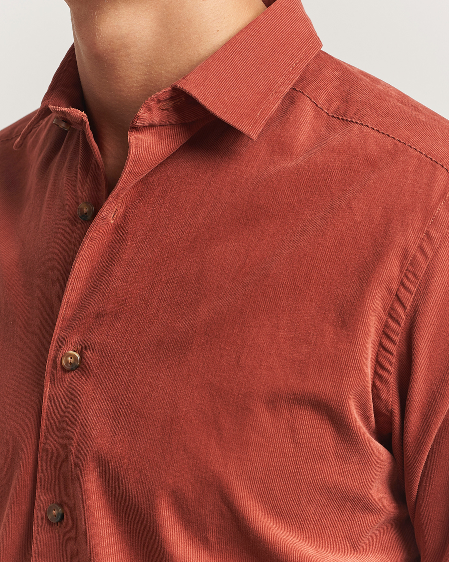 Men | Shirts | Eton | Casual Fit Corduroy Shirt Rust Red