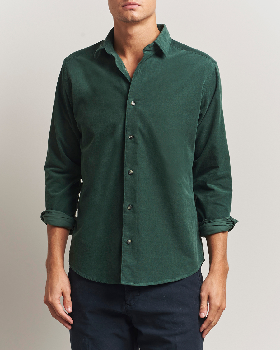 Men | Shirts | Eton | Casual Fit Corduroy Shirt Dark Green