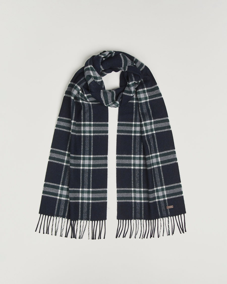 Men | Scarves | Eton | Merino Wool Checked Scarf Navy