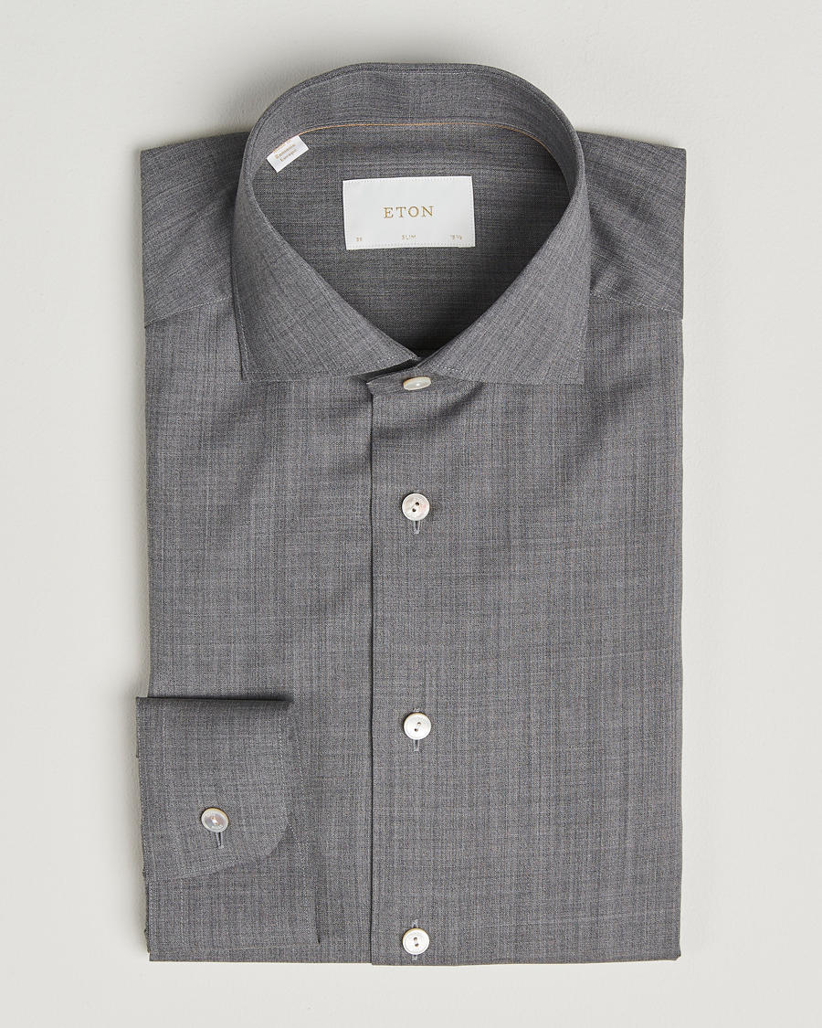 Men | Shirts | Eton | Slim Fit Merino Shirt Dark Grey